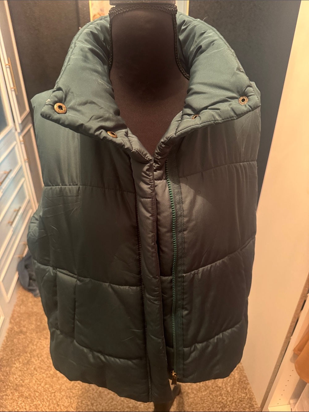 Altar'd State Dark Green Quilted Puffer Vest